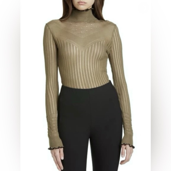 rag & bone Tops - Rag & Bone Green Crochet Lace Long Sleeve Mock Neck